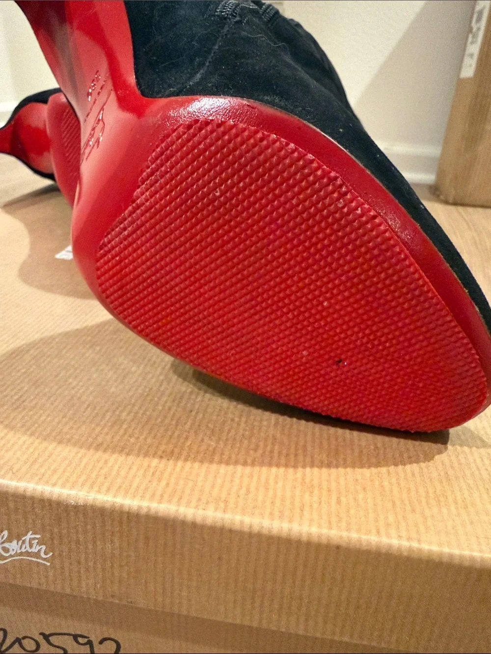 Christian Louboutin Black Suede Over-the-Knee Stiletto Boots with Red Soles